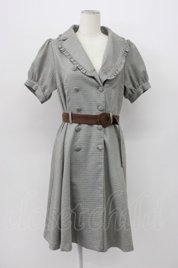 画像1: axes femme POETIQUE / グリンチェックワンピース M グレー T-26-03-13-025-AX-OP-SA-ZT (1)