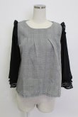 画像1: axes femme POETIQUE / グレンチェックシフォン袖トップス  黒Ｘ白 T-26-03-13-004-AX-TO-SA-ZT (1)