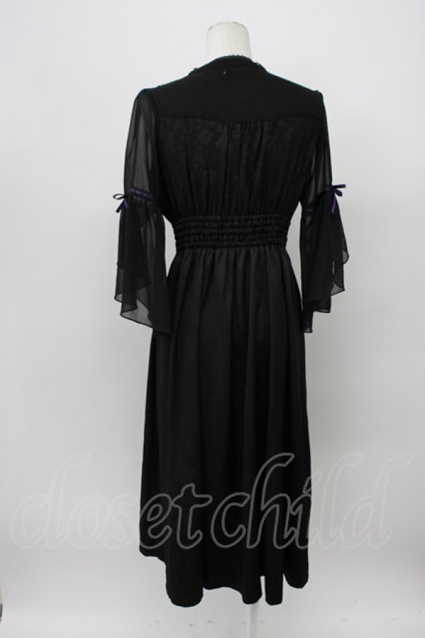 画像2: axes femme POETIQUE / チャイナボタンフレア袖ワンピース M ブラック T-26-03-13-029-AX-OP-SA-ZT (2)