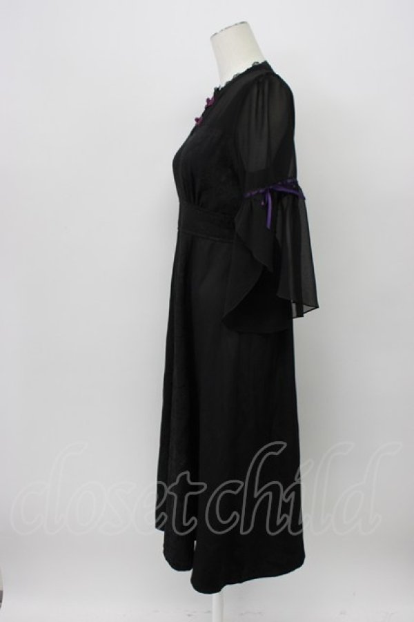 画像3: axes femme POETIQUE / チャイナボタンフレア袖ワンピース M ブラック T-26-03-13-029-AX-OP-SA-ZT (3)