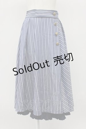 画像: axes femme / 連ボタンミディスカート  青Ｘ白 T-26-03-13-031-AX-SK-SA-ZT