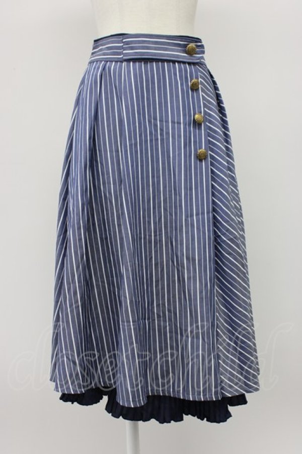 画像1: axes femme / 連ボタンミディスカート  青Ｘ白 T-26-03-13-031-AX-SK-SA-ZT (1)