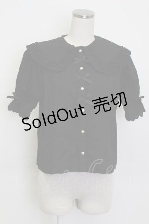 画像: axes femme kawaii / 半袖丸襟コットンブラウス M ブラック T-26-03-13-005-AX-BL-SA-ZT