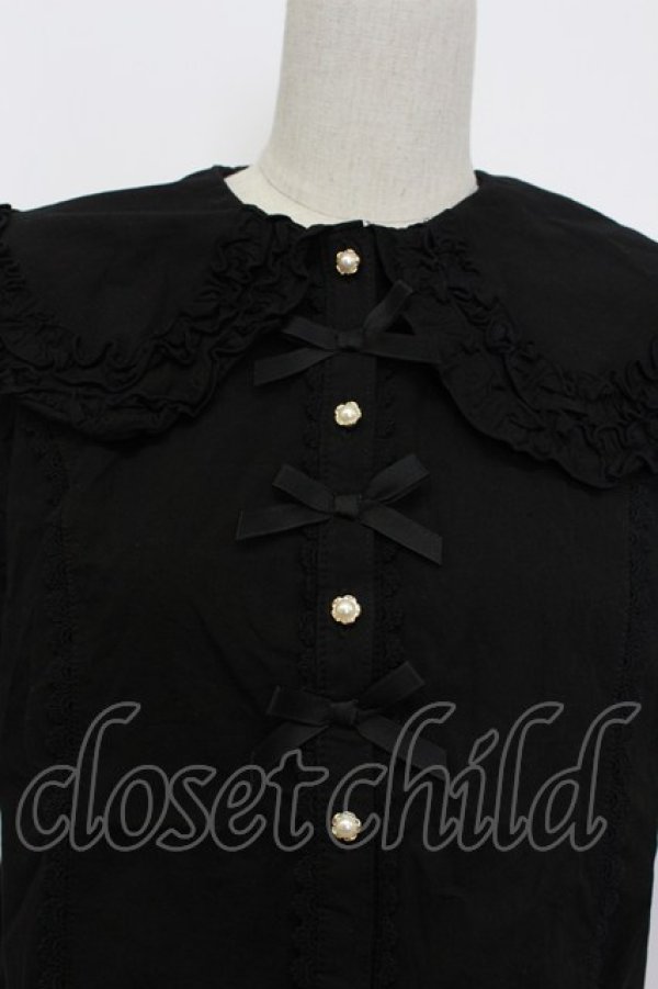 画像5: axes femme kawaii / 半袖丸襟コットンブラウス M ブラック T-26-03-13-005-AX-BL-SA-ZT (5)