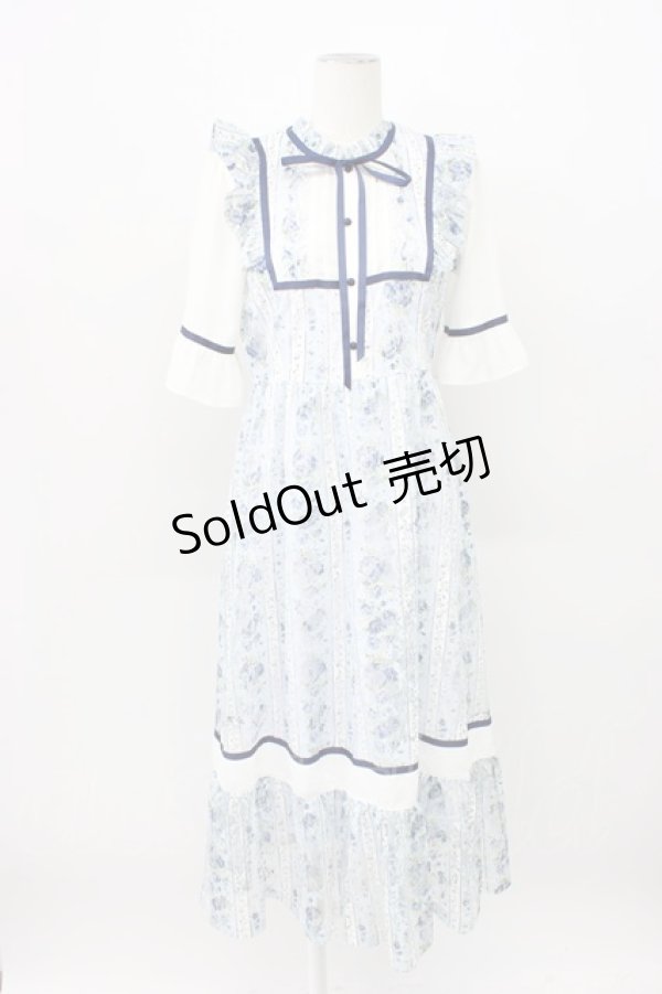 画像1: axes femme / ストライプ柄レースワンピース  青Ｘ白 T-26-03-13-007-AX-OP-SA-ZT (1)