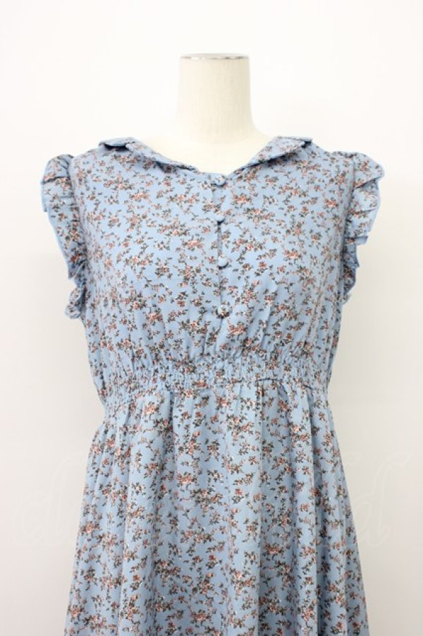 画像4: evelyn / フラワーノースリーブワンピース  ブルーグレー T-26-03-13-009-LO-OP-SA-ZT (4)