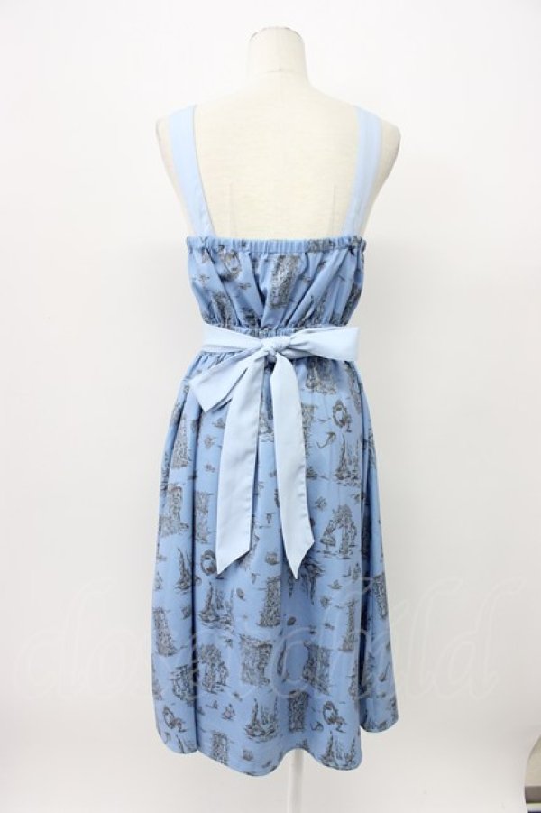 画像2: axes femme POETIQUE / ジュイ風物語柄ワンピース M サックス T-26-03-13-010-AX-OP-SA-ZT (2)