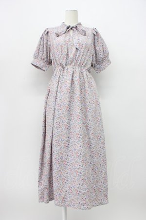画像: axes femme POETIQUE / 半袖リボンタイ花柄ワンピース M ラベンダー T-26-03-13-012-AX-OP-SZ-ZT