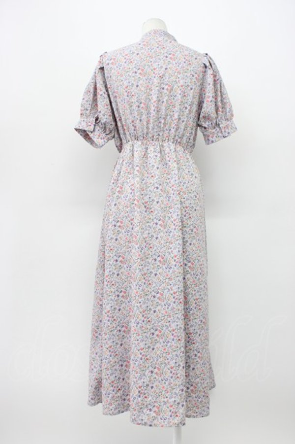 画像2: axes femme POETIQUE / 半袖リボンタイ花柄ワンピース M ラベンダー T-26-03-13-012-AX-OP-SZ-ZT (2)