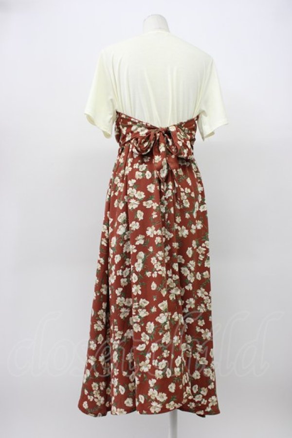 画像2: axes femme / ビスチェ切替ドッキングワンピース  ブラウンＸ白 T-26-03-13-014-AX-OP-SA-ZT (2)