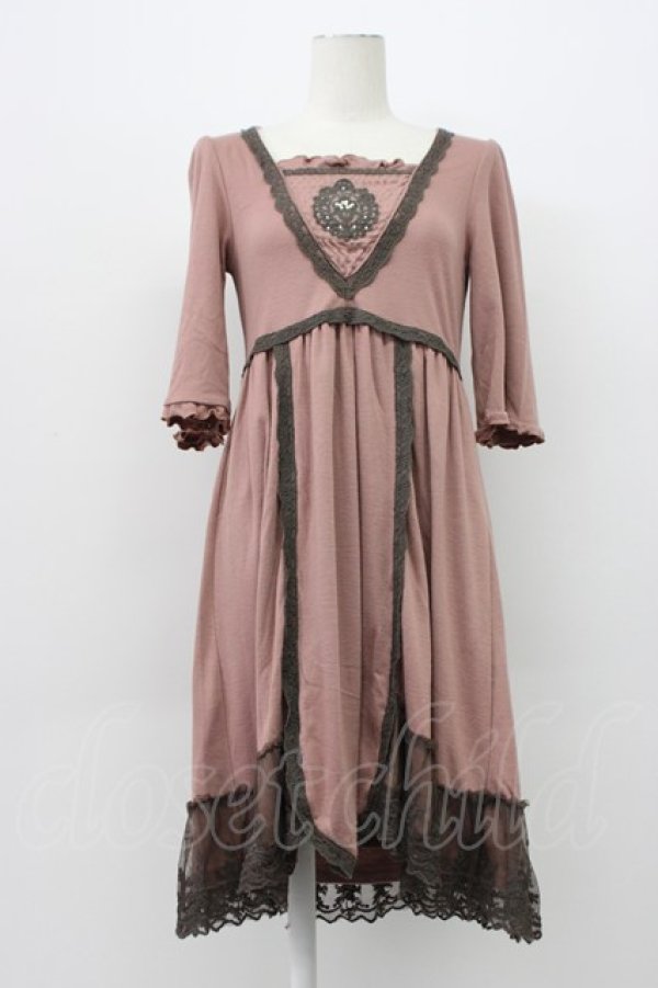 画像1: axes femme / カメオレースカットワンピース  ピンクＸグレー T-26-03-13-015-AX-OP-SA-ZT (1)