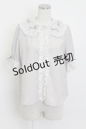 画像: axes femme kawaii / プチリボン半袖ブラウス  グレー T-26-03-13-003-AX-BL-SA-ZT