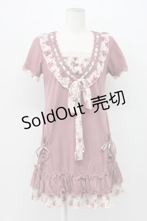 画像: axes femme / 花柄レースブロッキングチュニ M コイピンク T-26-03-13-018-AX-OP-SA-ZT