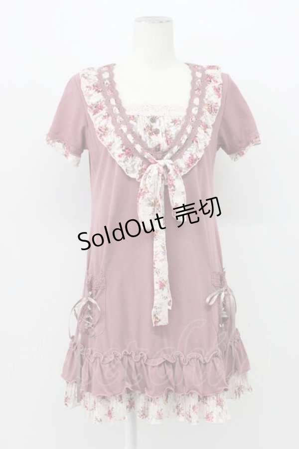 画像1: axes femme / 花柄レースブロッキングチュニ M コイピンク T-26-03-13-018-AX-OP-SA-ZT (1)