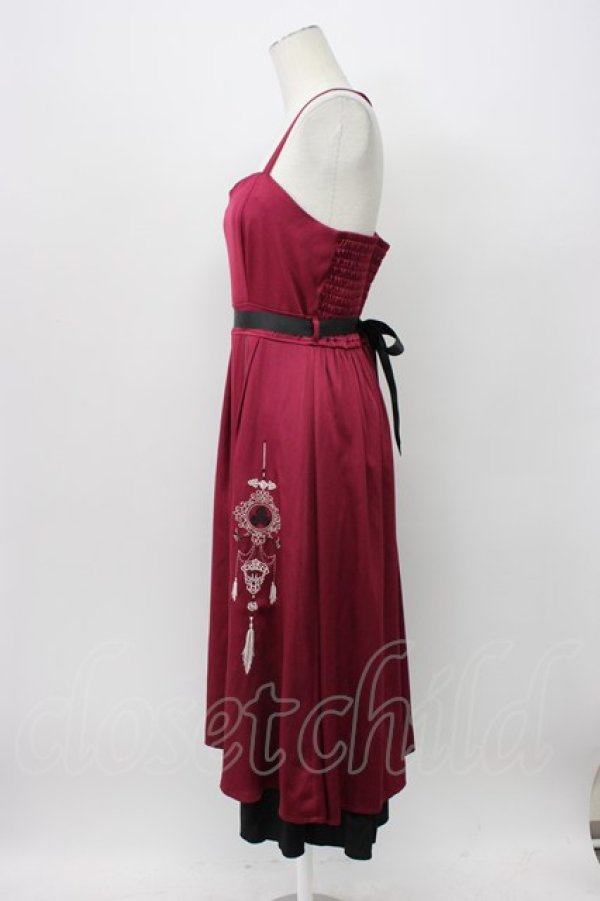 画像4: axes femme / チャイナ風刺繍キャミワンピース  ボルドーＸ黒 T-26-03-13-020-AX-OP-SA-ZT (4)