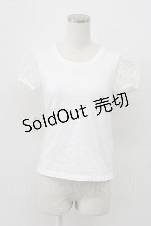 画像: Jane Marple / フラワーレース半袖カットソー  白 T-26-03-14-001-JM-TO-SA-ZT