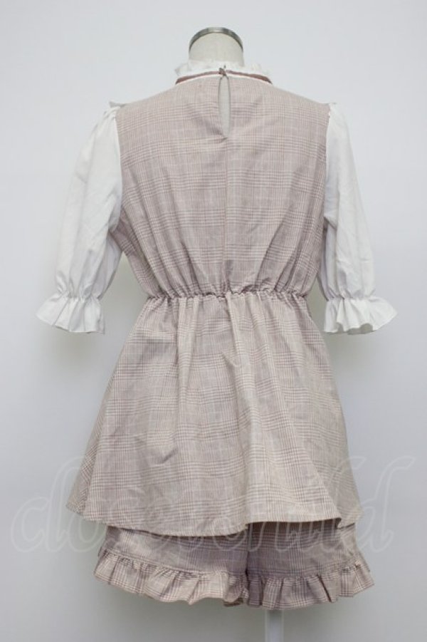 画像2: NOEMIE / チェックシフォン切替セットアップ  ピンクチェックＸ白 T-26-03-14-025-LO-OP-SA-ZT (2)