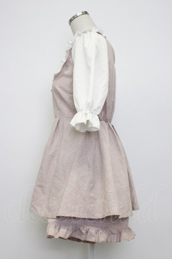 画像3: NOEMIE / チェックシフォン切替セットアップ  ピンクチェックＸ白 T-26-03-14-025-LO-OP-SA-ZT (3)