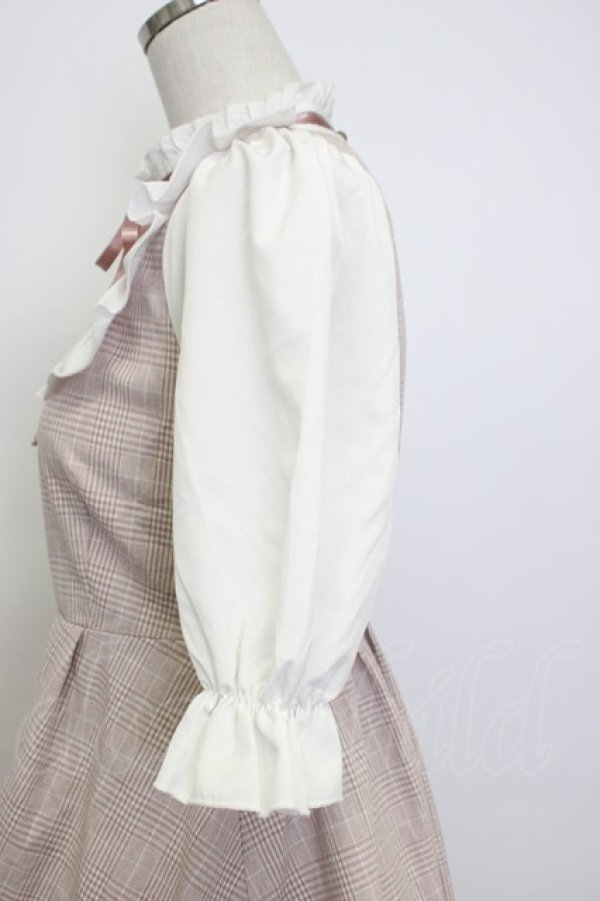 画像4: NOEMIE / チェックシフォン切替セットアップ  ピンクチェックＸ白 T-26-03-14-025-LO-OP-SA-ZT (4)