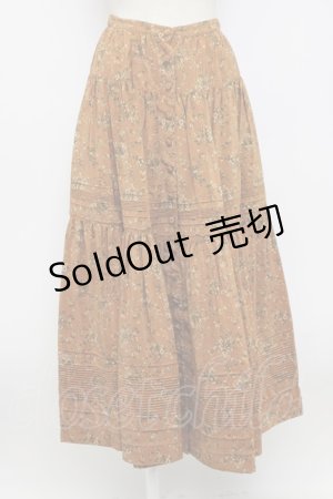 画像: KANEKO ISAO / 小花柄前ボタンスカート  オレンジ系 T-26-03-14-027-EL-SK-OW-ZT647