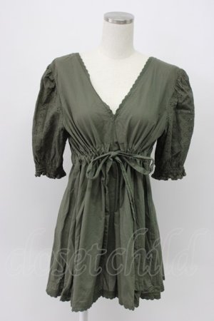 画像: axes femme / 後ろレースアップチュニック M グリーン T-26-03-14-007-AX-TO-SA-ZT