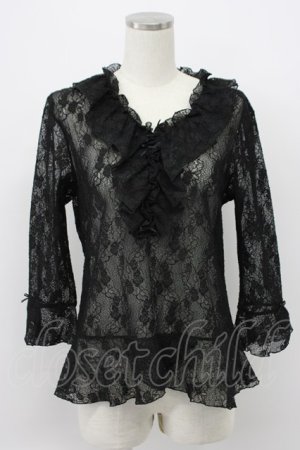 画像: INGEBORG / プチリボン使いレースプルオーバー M クロ T-26-03-14-009-LO-TO-OW-ZT