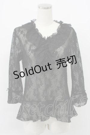 画像: INGEBORG / プチリボン使いレースプルオーバー M クロ T-26-03-14-009-LO-TO-OW-ZT