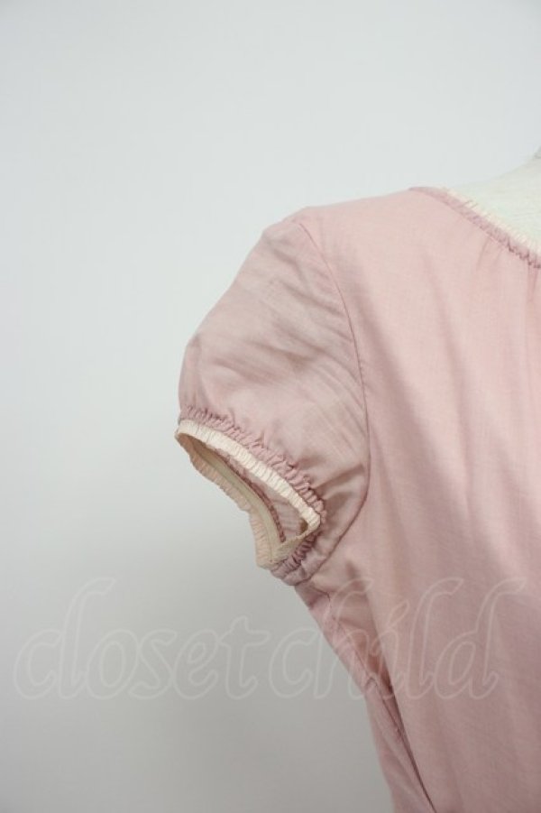 画像4: Jane Marple / ギャザー半袖ワンピース  ピンク T-26-03-14-017-JM-OP-SA-ZT (4)