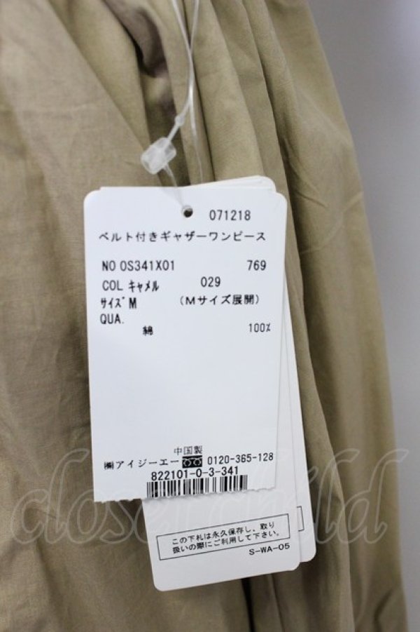 画像6: axes femme / ベルト付きギャザーワンピース M キャメル T-26-03-15-020-AX-OP-SA-ZT (6)