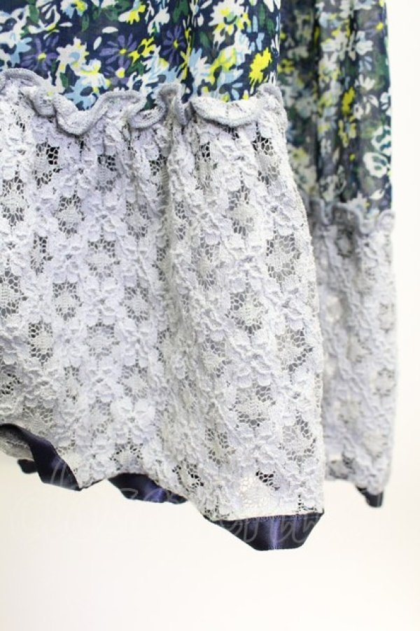 画像5: axes femme / 花柄レース切替ロングワンピース M ブルー T-26-03-15-024-AX-OP-SA-ZT (5)