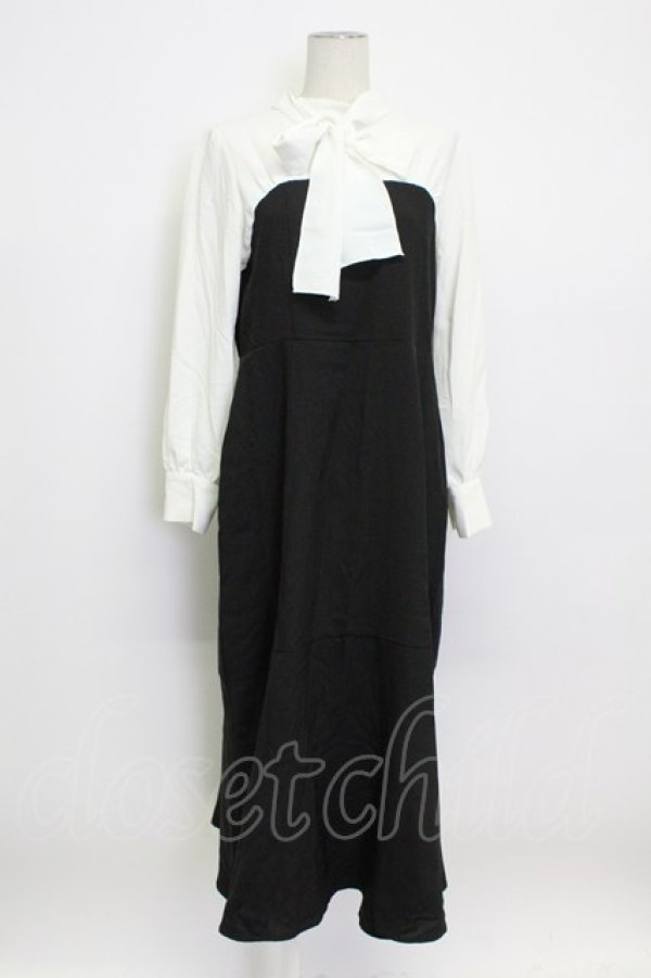 画像1: Prima Lidy / ボウタイワンピース L 黒ｘ白 T-26-03-15-028-0-OP-SA-ZT (1)