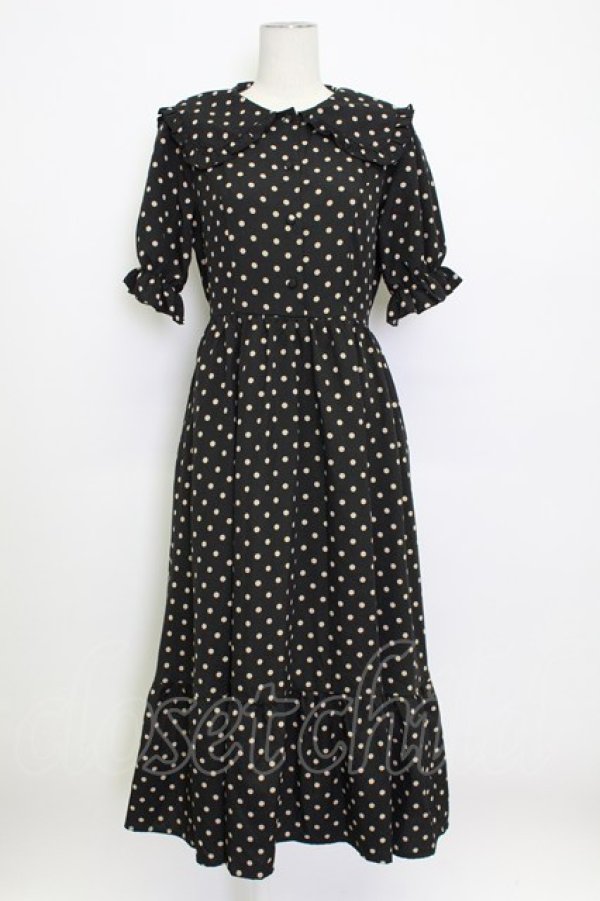 画像1: m petit by misako / 梨地水玉半袖ワンピース M 黒 T-26-03-15-029-LO-OP-SA-ZT (1)