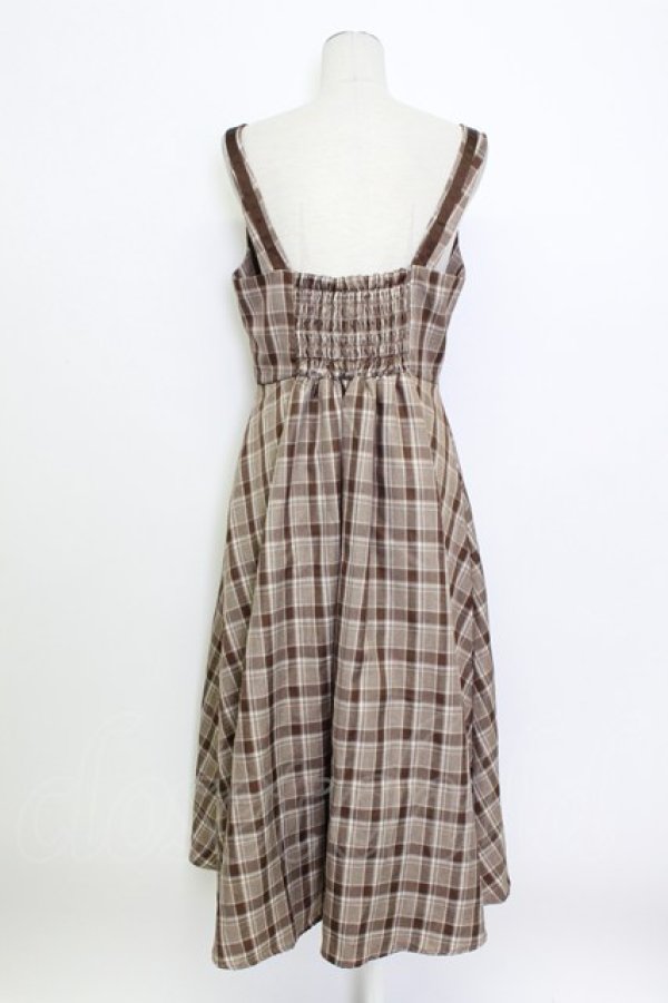 画像2: m petit by misako / リボンチェックジャンパースカート L ブラウン T-26-03-15-031-LO-OP-SA-ZT (2)