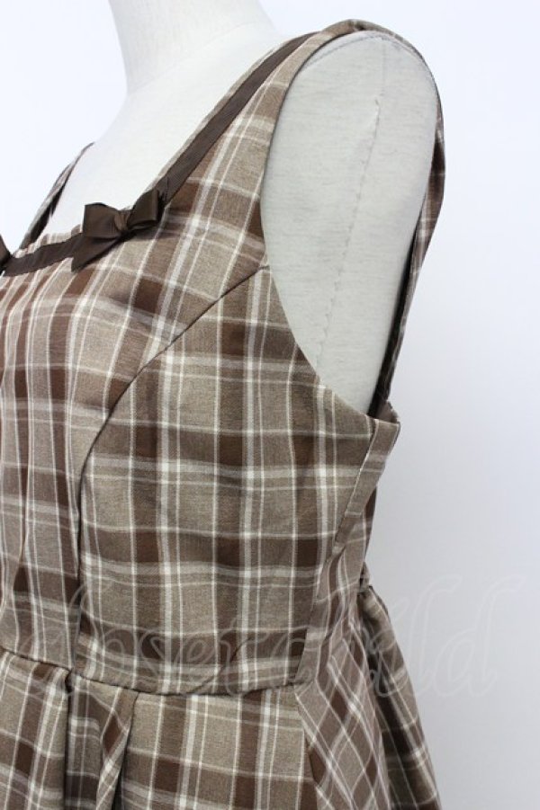 画像4: m petit by misako / リボンチェックジャンパースカート L ブラウン T-26-03-15-031-LO-OP-SA-ZT (4)