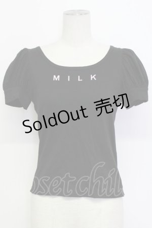 画像: MILK / ロゴ刺繍半袖カットソー  ブラック T-26-03-15-007-ML-TO-SA-ZT542