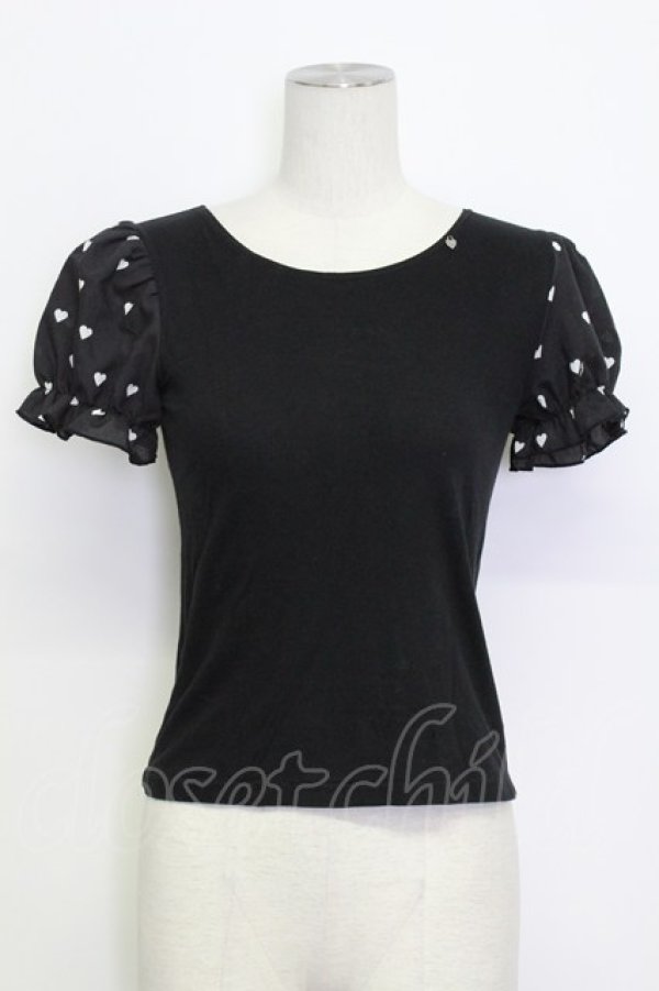 画像1: MILK / BebeハートパフTee  ブラック T-26-03-15-011-ML-TO-SA-ZT (1)