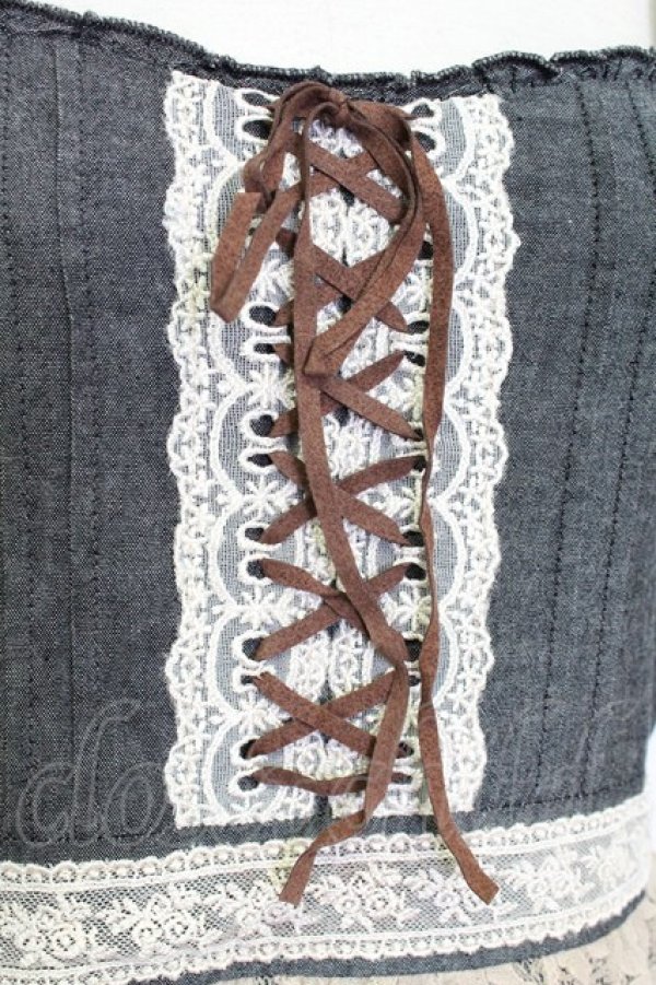 画像4: axes femme / 編み上げレース&レース切替キャミチュニック  グレーＸアイボリー T-26-03-15-016-AX-OP-SA-ZT (4)