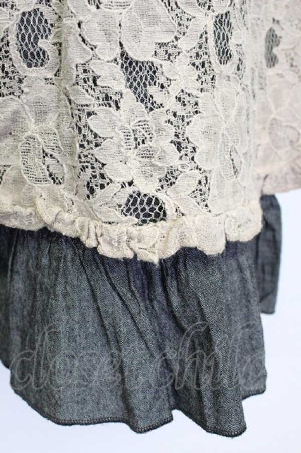 画像5: axes femme / 編み上げレース&レース切替キャミチュニック  グレーＸアイボリー T-26-03-15-016-AX-OP-SA-ZT (5)