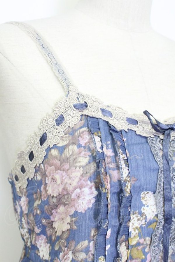 画像3: axes femme / 花柄ティアードチュニック M ブルー T-26-03-15-017-AX-TO-SA-ZT (3)