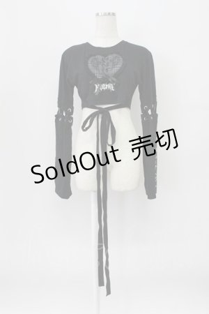 画像: NOEMIE / ハートスピンドルクロップドTシャツ  黒Ｘ白 T-26-03-16-018-LO-AC-SA-ZT