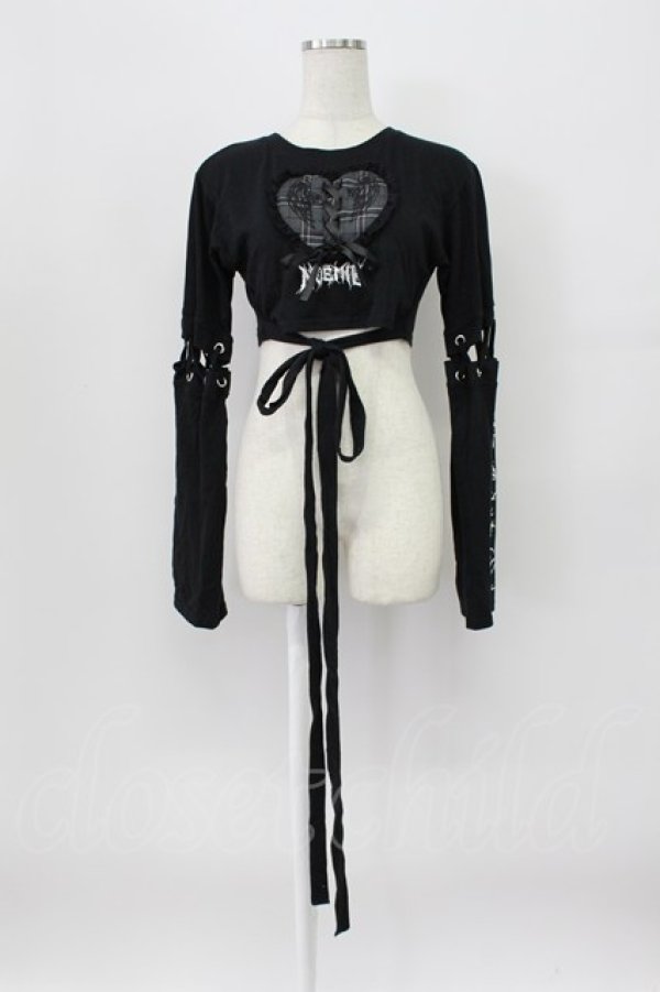 画像1: NOEMIE / ハートスピンドルクロップドTシャツ  黒Ｘ白 T-26-03-16-018-LO-AC-SA-ZT (1)