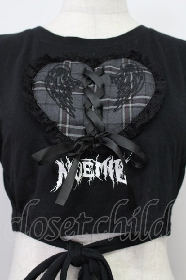 画像5: NOEMIE / ハートスピンドルクロップドTシャツ  黒Ｘ白 T-26-03-16-018-LO-AC-SA-ZT (5)