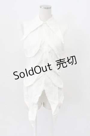 画像: BPN FOR MEN / 肋骨風ノースリーブガーゼシャツ M ホワイト T-26-03-16-003-GO-BL-SA-ZT