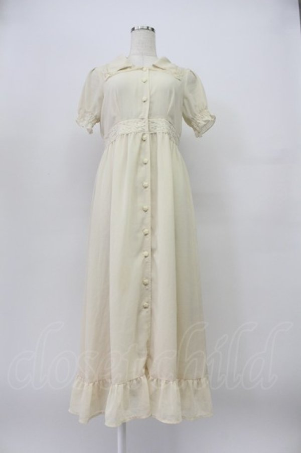 画像1: EATME / 薔薇ボタン半袖シフォンロングワンピース S アイボリー T-26-03-16-021-LO-OP-SA-ZT (1)