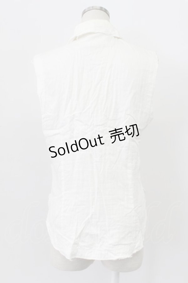 画像2: BPN FOR MEN / 肋骨風ノースリーブガーゼシャツ M ホワイト T-26-03-16-003-GO-BL-SA-ZT (2)