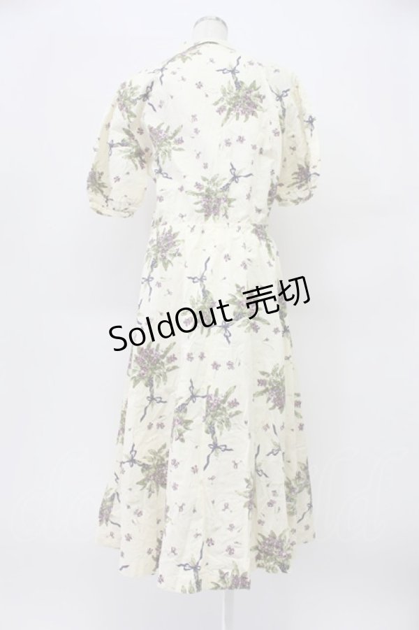 画像2: KANEKO ISAO / すみれブーケ柄ワンピース  アイボリー T-26-03-16-022-EL-OP-OW-ZT (2)