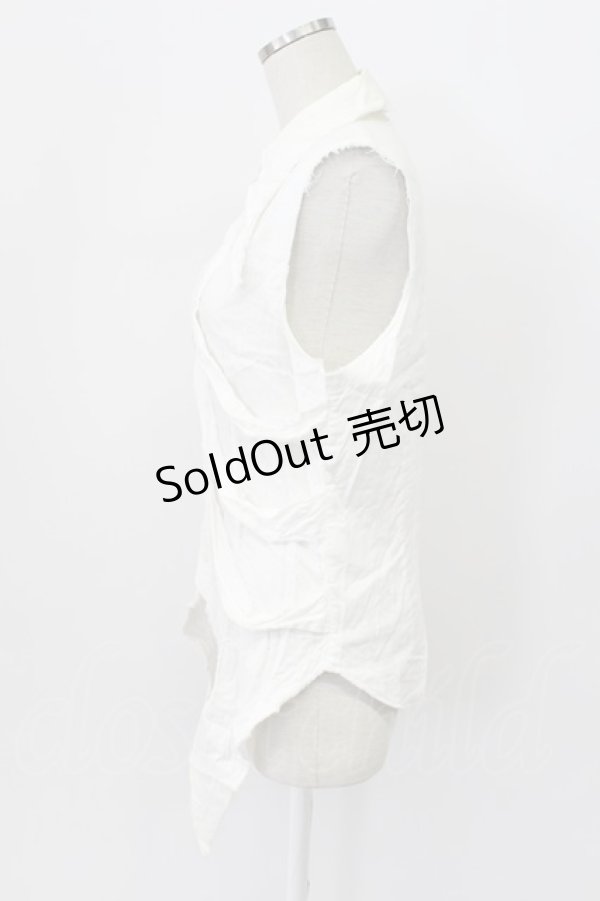 画像3: BPN FOR MEN / 肋骨風ノースリーブガーゼシャツ M ホワイト T-26-03-16-003-GO-BL-SA-ZT (3)