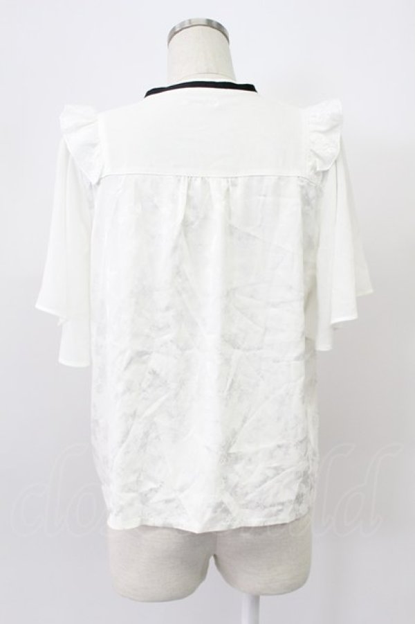 画像2: axes femme / ジャカードチャイナブラウス  白Ｘ黒 T-26-03-16-001-AX-BL-SA-ZT (2)