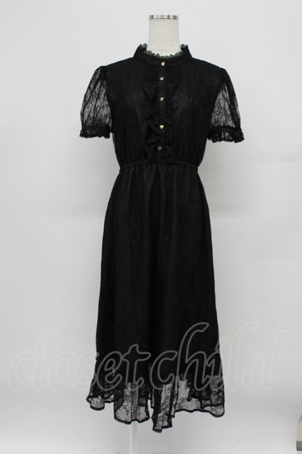 画像1: evelyn / ハートボタンレースワンピース  黒 T-26-03-16-033-LO-OP-SA-ZT (1)