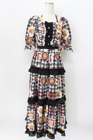 画像: axes femme kawaii / ベアズベーカリー柄ロングワンピース M ブラック T-26-03-16-036-AX-OP-SA-ZT